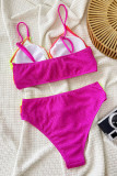 Rose Red Sexy Patchwork Contrast Swimwears