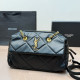 Black Casual Daily Solid Color Patchwork Chains Texture Bags