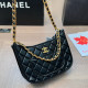 Black Casual Daily Solid Color Patchwork Chains Texture Bags