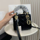 Black Daily Solid Color Metal Accessories Trim Texture Bags