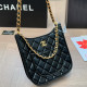 Black Casual Daily Solid Color Patchwork Chains Texture Bags