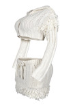 Yellow Casual Solid Color Draw String Buckle Patchwork Button Collar Long Sleeve Two Pieces