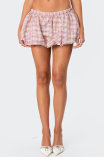 Pink Casual Plaid Patchwork Loose Low Waist Speaker Full Print Bottoms