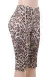 Leopard Print Casual Leopard Print Patchwork Skinny Mid Waist Conventional Full Print Bottoms