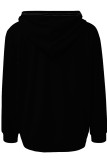Red Green Casual Print Pocket Patchwork Hooded Tops