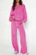 Rose Red Casual Solid Color Zipper Hooded Long Sleeve Two Pieces