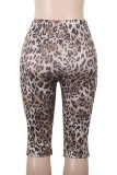 Leopard Print Casual Leopard Print Patchwork Skinny Mid Waist Conventional Full Print Bottoms