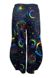 Black Casual Print Pocket Patchwork Plus Size