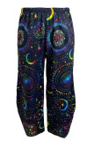 Black Casual Print Pocket Patchwork Plus Size