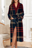 Red Sexy Plaid Lace Up Contrast Sleepwear