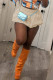 Khaki Casual Solid Color Patchwork Loose Mid Waist Speaker Patchwork Bottoms