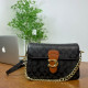 Black Casual Daily Letters Patchwork Chains Contrast Bags