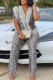 White Casual Leopard Print Patchwork Fluffy Deep V Neck Two Pieces
