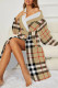 Khaki Sexy Plaid Lace Up Contrast Sleepwear