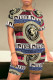 Light Brown Casual Street Animal Print Gradient Color Letters Contrast O Neck Short Sleeve Two Pieces