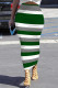 Green Casual Stripe Patchwork Regular Mid Waist Full Print Bottoms
