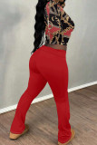 Powder Blue Casual Print Patchwork O Neck Long Sleeve Two Pieces