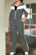 Dark Gray Casual Pocket Patchwork Zipper Contrast Zipper Collar Long Sleeve Two Pieces