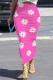 Rose Red Casual Flowers Patchwork Regular Mid Waist Full Print Bottoms