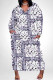 White Casual Snakeskin Print Leopard Pocket Contrast V Neck Printed Plus Size Dresses