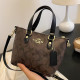 Brown Casual Daily Letters Patchwork Zipper Contrast Bags