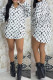 White Casual Letter Print Contrast Turndown Collar Shirt Dresses