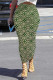 Green Casual Street Letter Print Contrast Skinny High Waist Full Print Bottoms