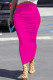 Deep Pink Casual Stripe Patchwork Regular Mid Waist Full Print Bottoms