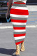 Red Casual Stripe Patchwork Regular Mid Waist Full Print Bottoms