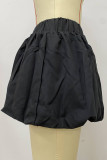 Light Blue Casual Solid Color Patchwork Loose Mid Waist Speaker Patchwork Bottoms
