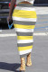 Yellow Grey Casual Stripe Patchwork Regular Mid Waist Full Print Bottoms