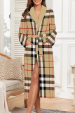 Red Sexy Plaid Lace Up Contrast Sleepwear