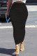 Black Casual Solid Color Patchwork Regular Mid Waist Patchwork Bottoms