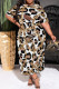 Gold Casual Chain print Pocket Contrast O Neck Printed Plus Size Dresses