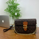 Brown Casual Daily Letters Patchwork Chains Contrast Bags