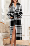 Red Sexy Plaid Lace Up Contrast Sleepwear