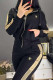 Black Casual Sportswear Letters Embroidered Pocket Zipper Turndown Collar Long Sleeve Two Pieces