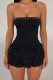 Black Sexy Solid Color Patchwork Backless Strapless Mini Dresses