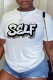 White Casual Street Letter Print O Neck T-Shirts