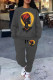 Grey Casual Print Pocket Patchwork O Neck Long Sleeve Two Pieces