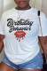 White Casual Lips Print Letters O Neck T-Shirts