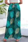 Light Green Casual Print Pocket Patchwork Loose Mid Waist Wide Leg Full Print Bottoms