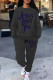 Dark Gray Casual Print Pocket Patchwork O Neck Long Sleeve Two Pieces