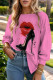 Pink Casual Print Patchwork O Neck Tops