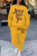 Yellow Casual Print Pocket Patchwork O Neck Long Sleeve Two Pieces