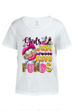 White Casual Street Graffiti Print Letters O Neck T-Shirts