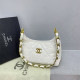 White Daily Solid Color Metal Accessories Trim Zipper Texture Bags