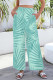 Light Green Casual Print Pocket Patchwork Loose Mid Waist Wide Leg Full Print Bottoms