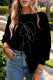 Black And White Casual Print Patchwork O Neck Tops