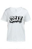 White Casual Street Letter Print O Neck T-Shirts